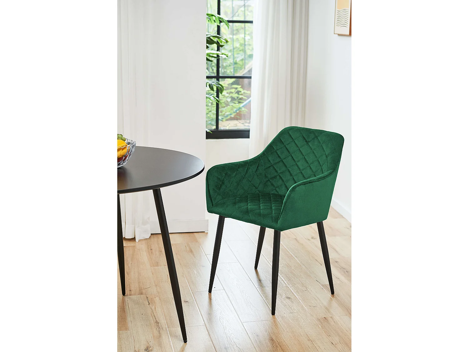 Lot de 2 Chaises matelassées de salle à manger en velours AKORD SJ.082 Vert Bouteille