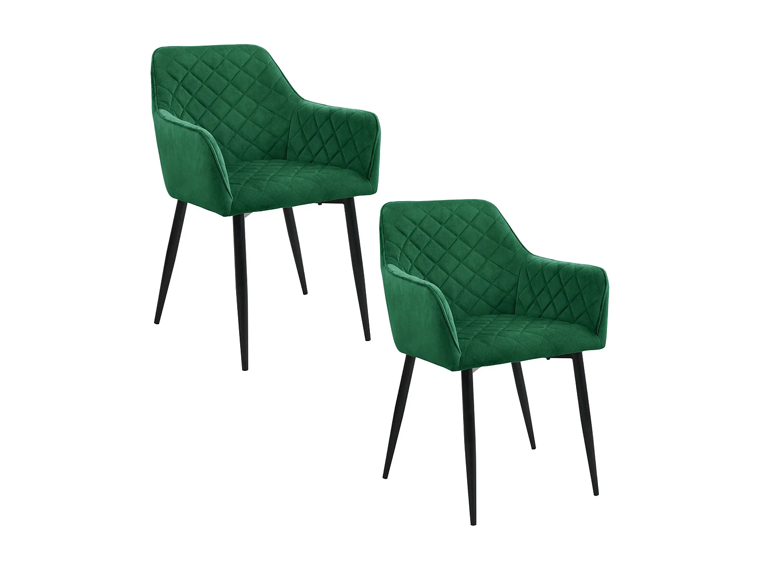 Lot de 2 Chaises matelassées de salle à manger en velours AKORD SJ.082 Vert Bouteille