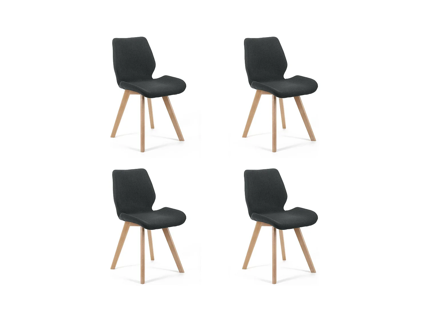 Lot de 4 chaises de salle à manger en tissu AKORD SJ.0159 Noir