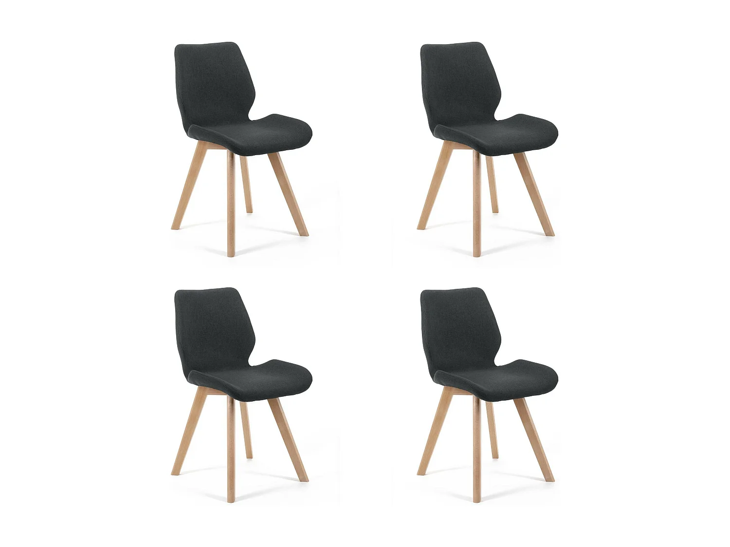 Set van 4 Zwarte Stoelen met Bekleding, Houten Poten en Comfortabel Ontwerp - Model SJ.0159 - Zelfmontage Makkelijk - Duurzaam en Stijlvol