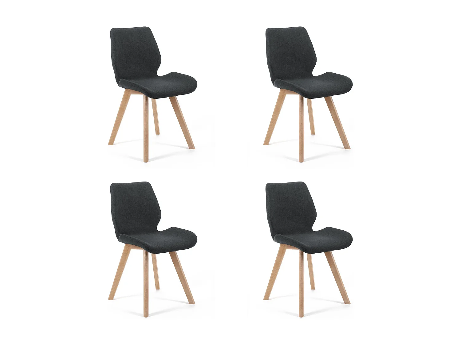 Lot de 4 chaises de salle à manger en tissu AKORD SJ.0159 Noir