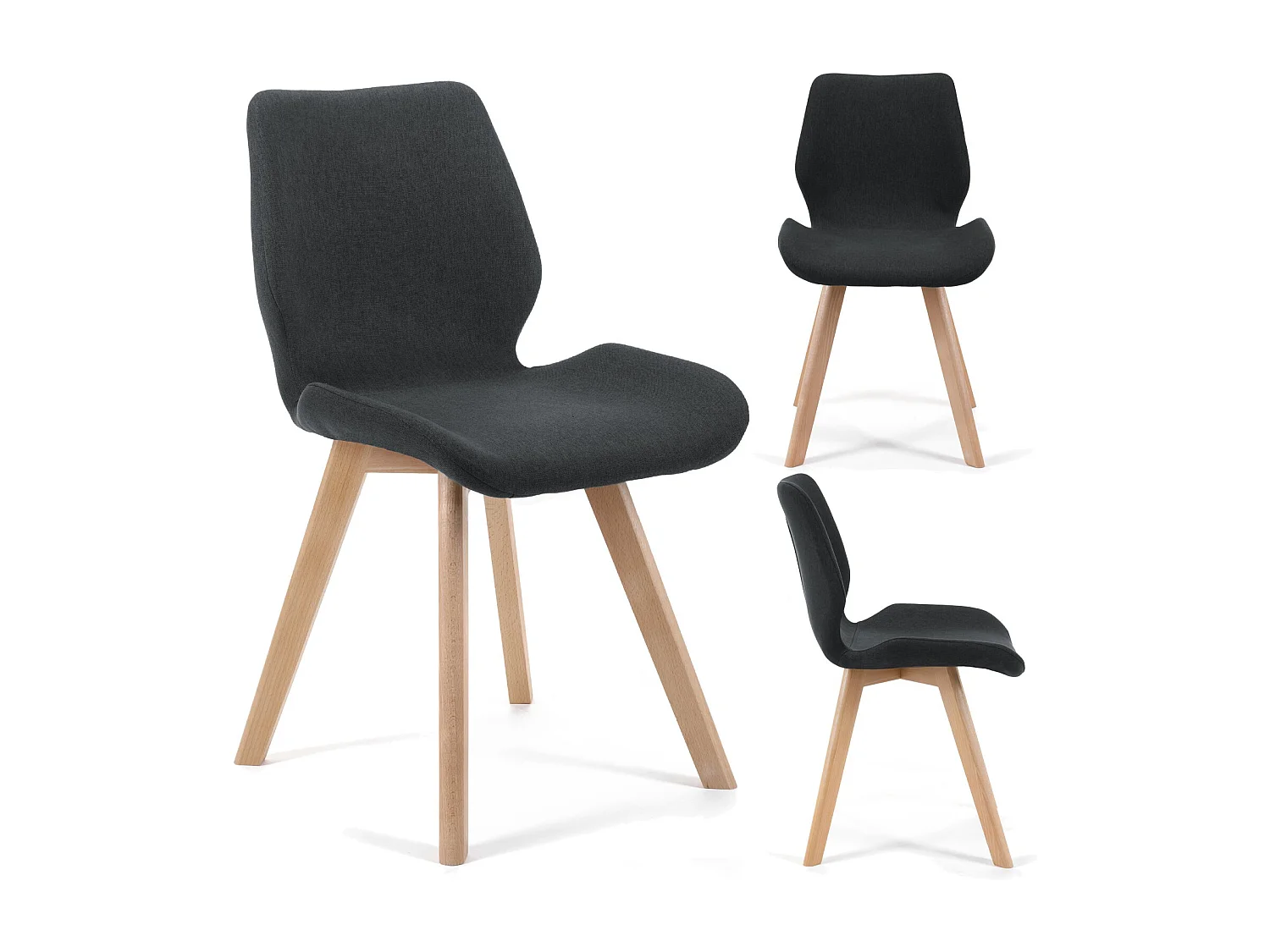 Lot de 4 chaises de salle à manger en tissu AKORD SJ.0159 Noir