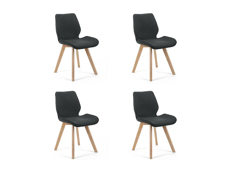 Set van 4 Zwarte Stoelen met Bekleding, Houten Poten en Comfortabel Ontwerp - Model SJ.0159 - Zelfmontage Makkelijk - Duurzaam en Stijlvol