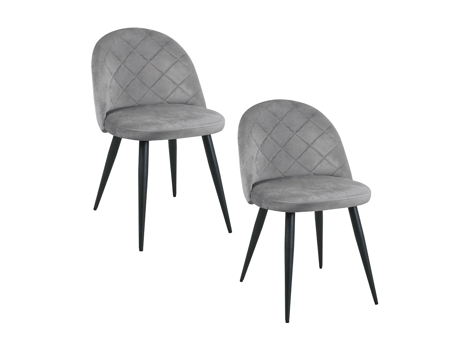 Lot de 2 chaises matelassées de salle à manger en velours AKORD SJ.077 Grise
