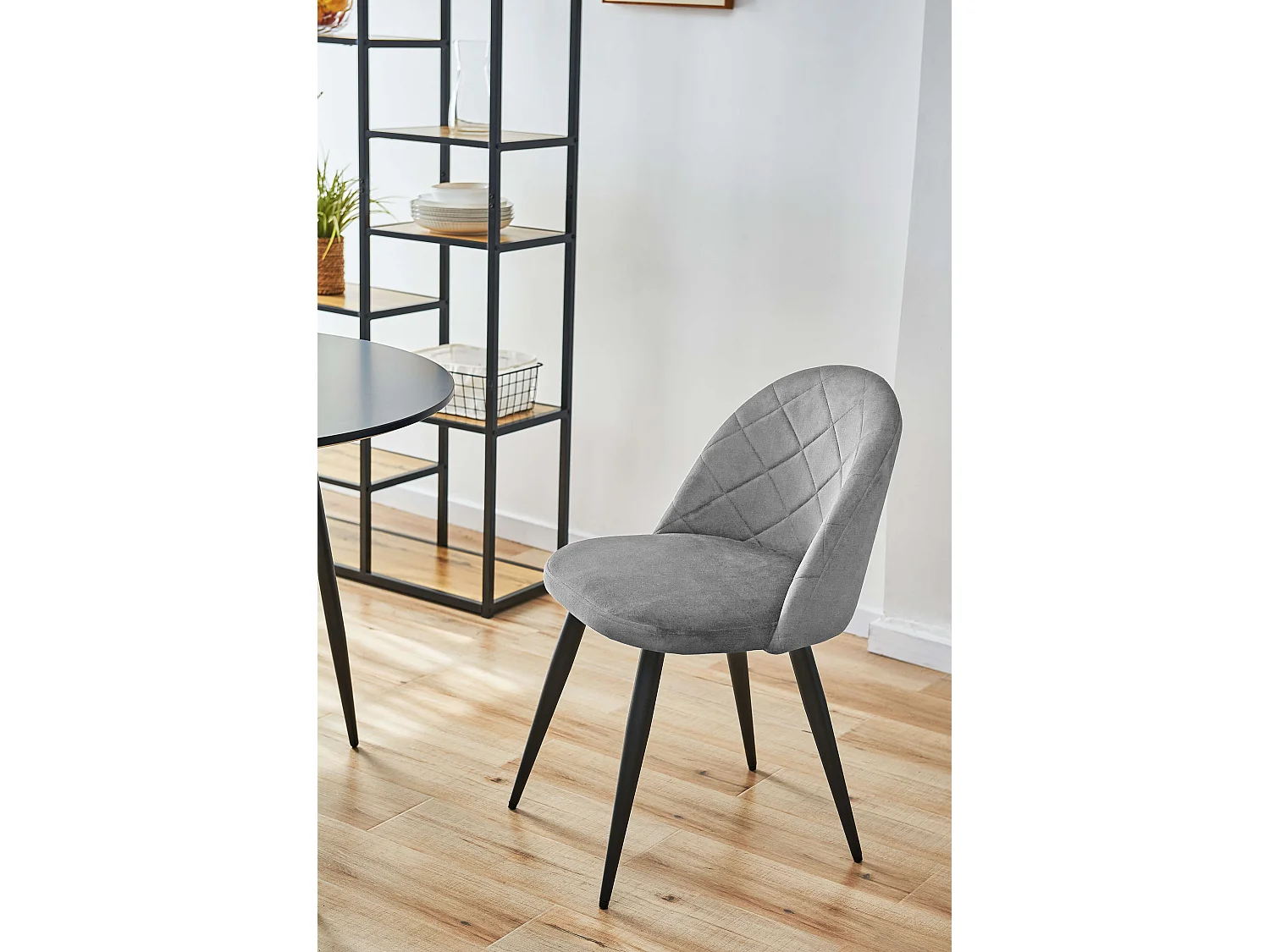 Lot de 2 chaises matelassées de salle à manger en velours AKORD SJ.077 Grise