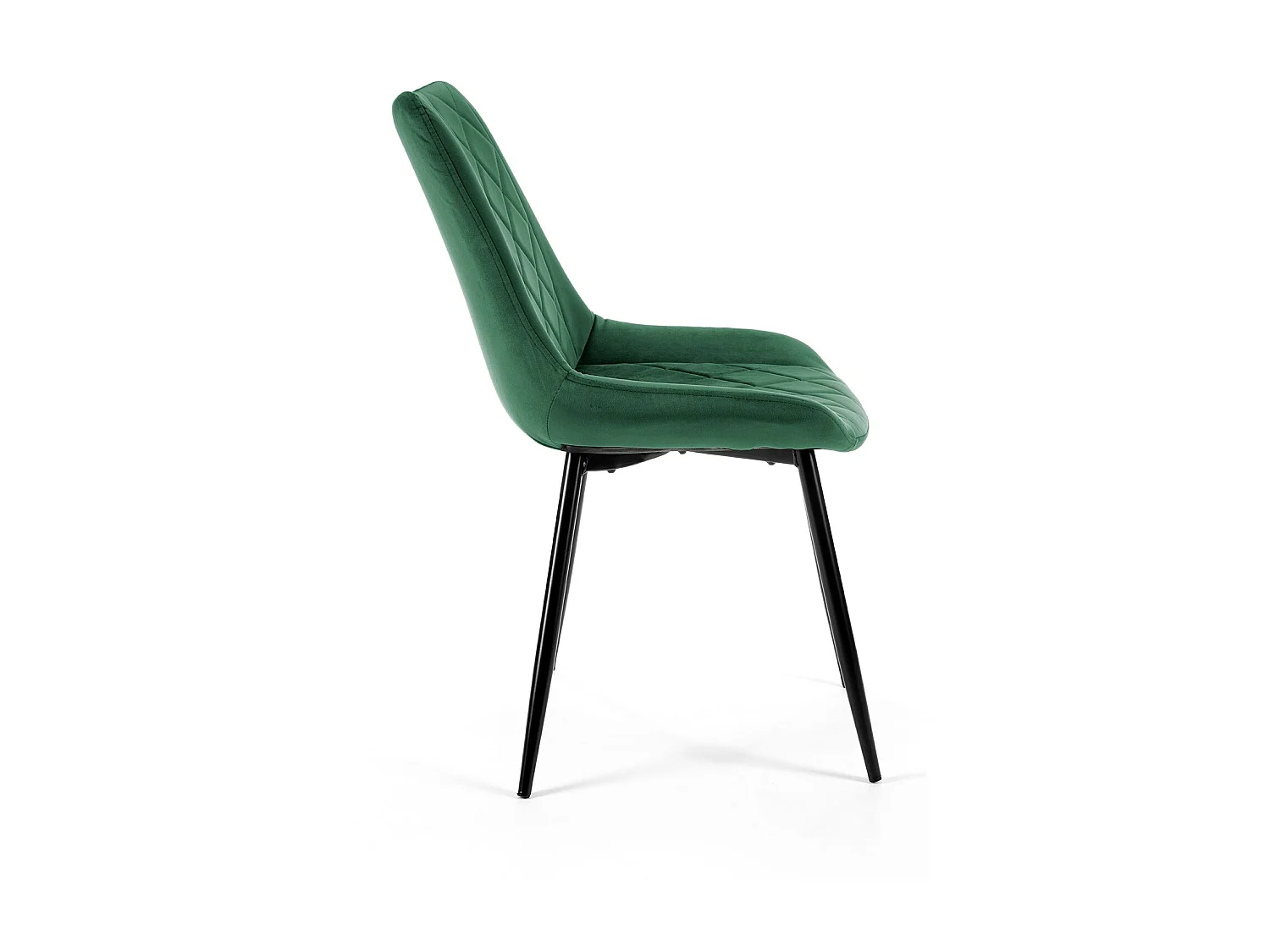 Esszimmerstühle mit Samt 4er Set AKORD SJ.0488 Gepolsterter Gesteppter Stuhl aus Velours in Flaschengrün