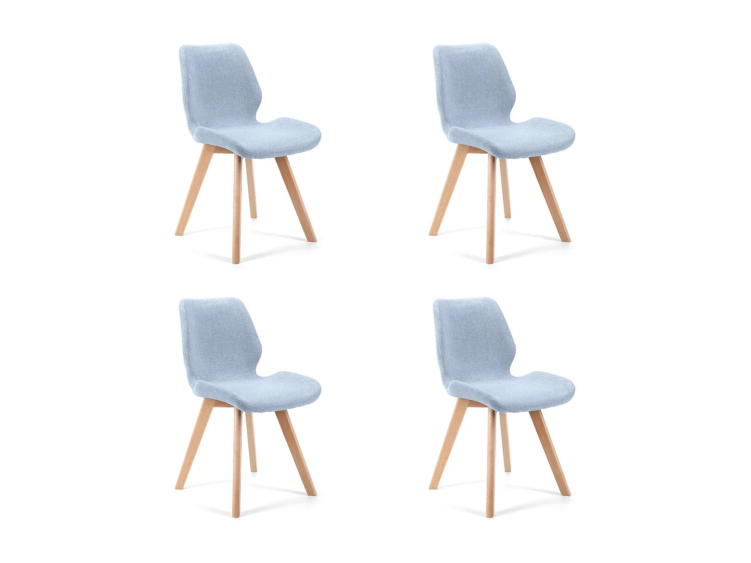 Blauwe Eetkamerstoel Set - Stof met Beukenhout Onderstel (4 stuks)