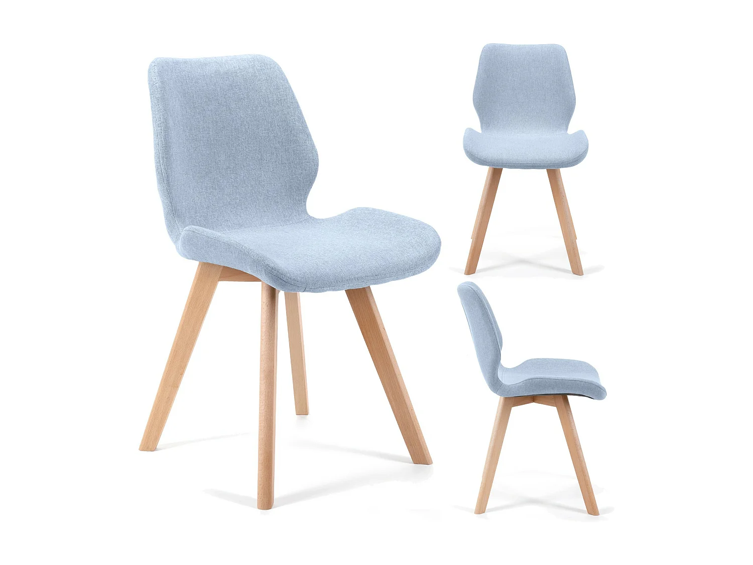 Blauwe Eetkamerstoel Set - Stof met Beukenhout Onderstel (4 stuks)