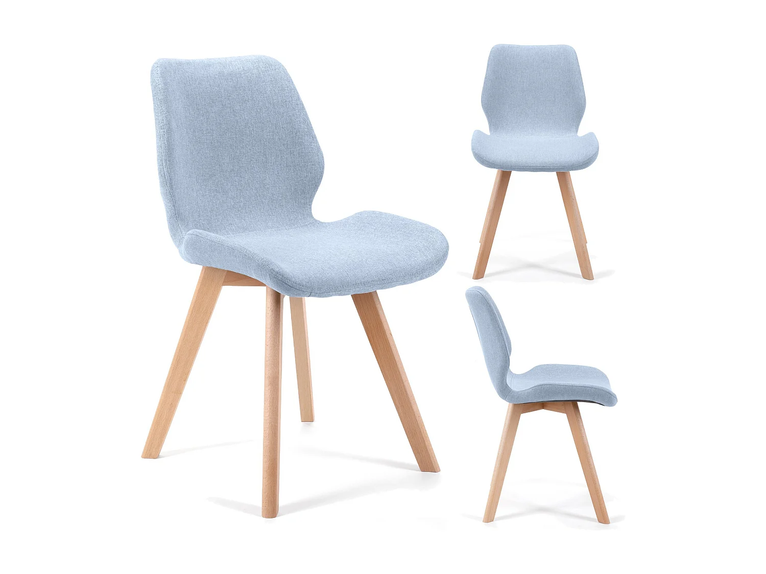 Blauwe Eetkamerstoel Set - Stof met Beukenhout Onderstel (4 stuks)