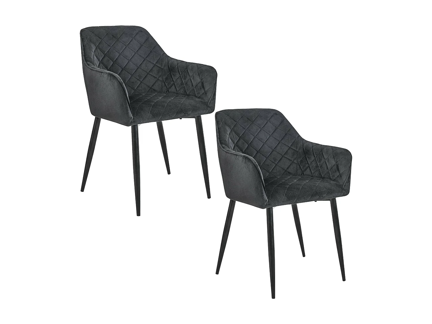 Lot de 2 Chaises matelassées de salle à manger en velours AKORD SJ.082 Noir