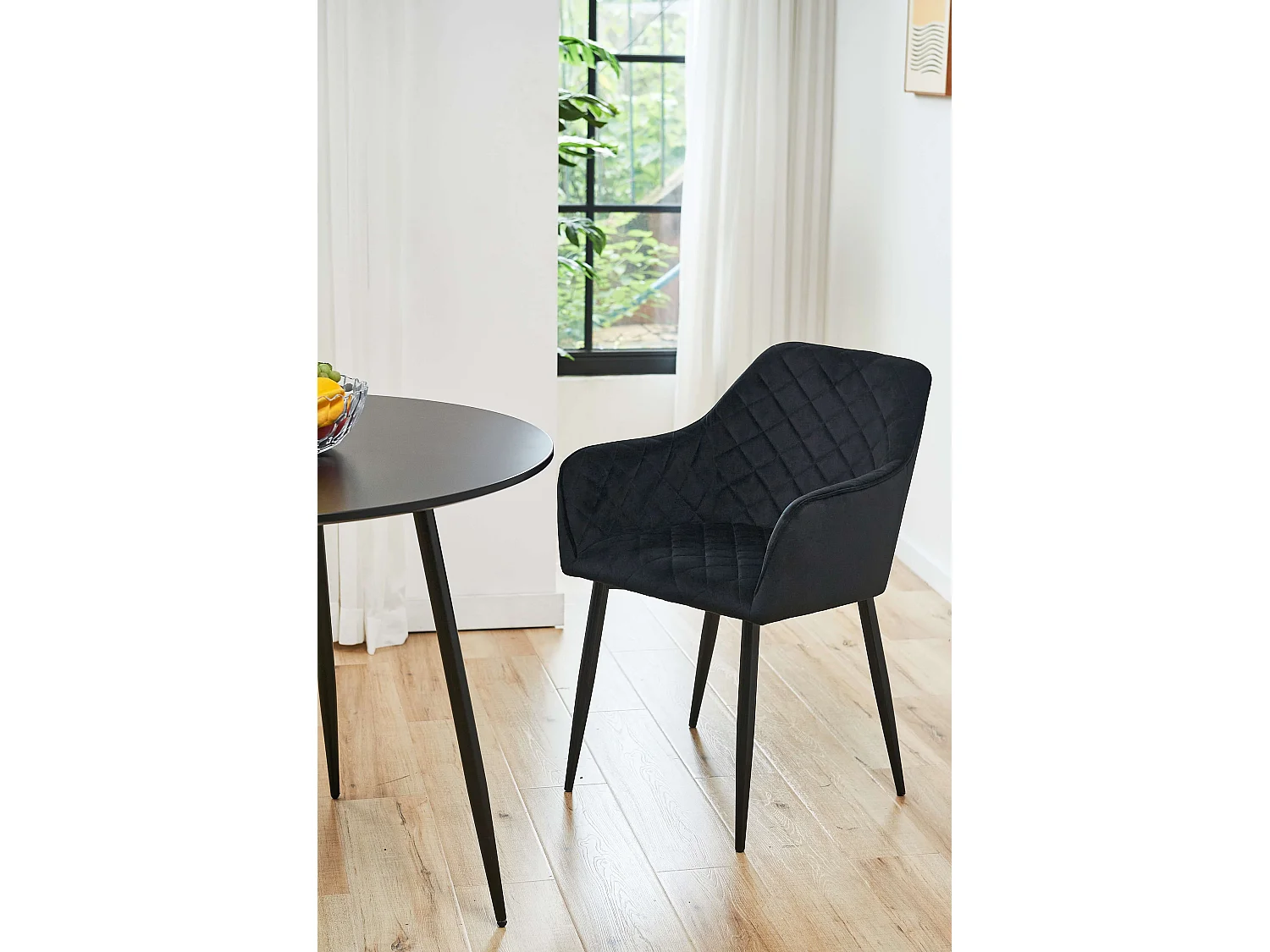 Lot de 2 Chaises matelassées de salle à manger en velours AKORD SJ.082 Noir
