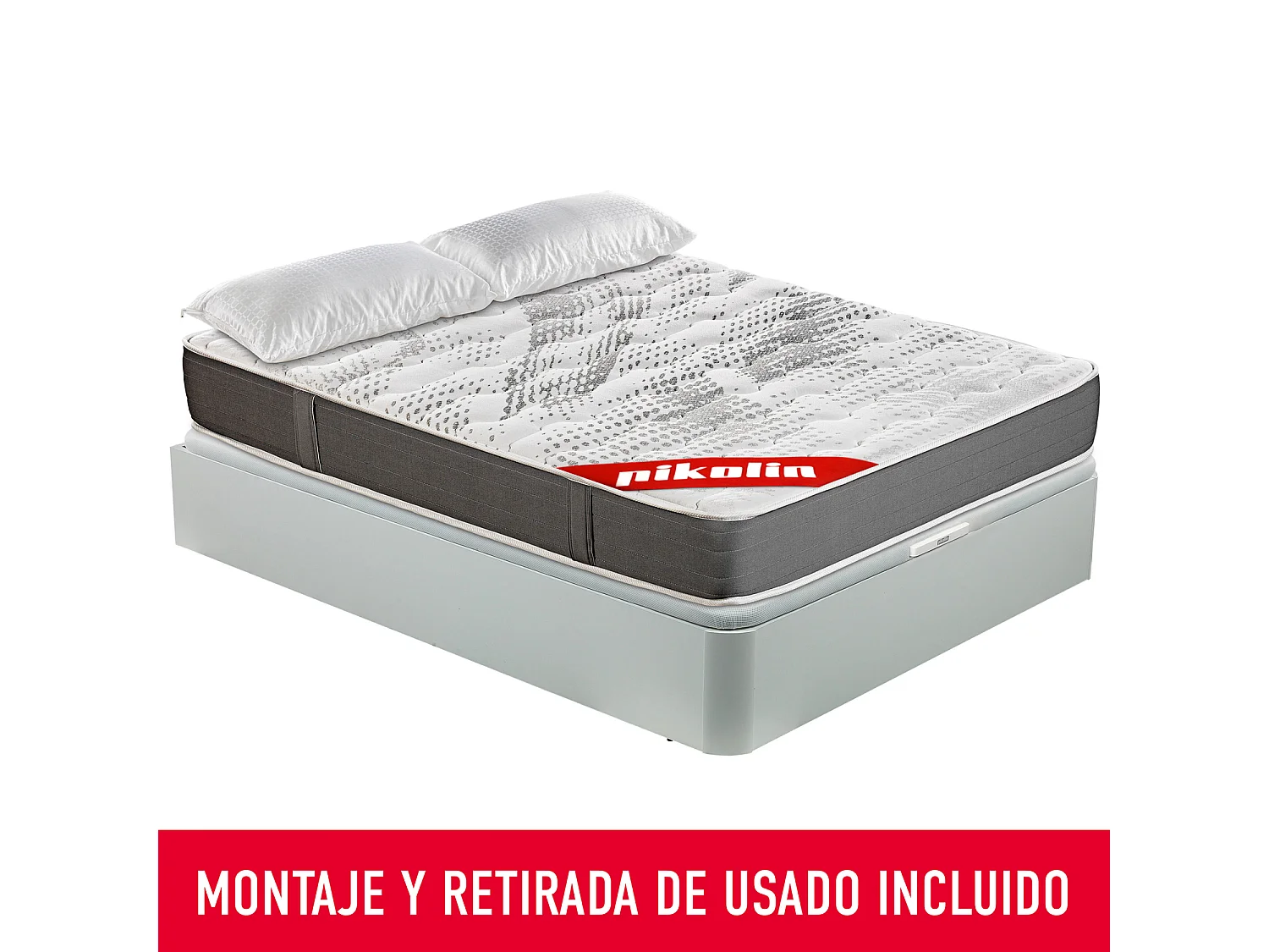 Colchón 90x190cm, canapé y almohada| PIKOLIN Kale| Blanco| Montaje