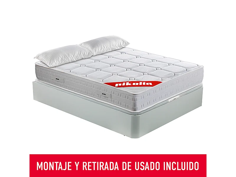 Colchón 150x190cm, canapé y almohada| PIKOLIN Wow| Blanco| Montaje