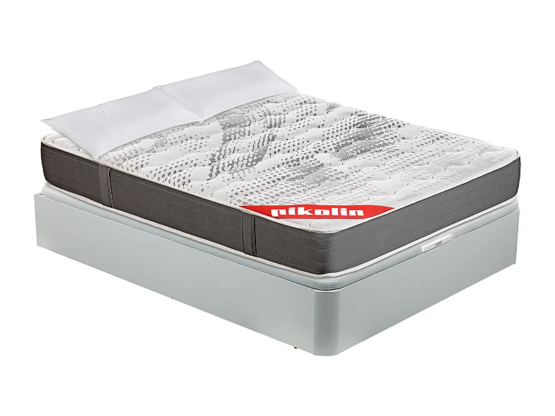 Pack colchón muelles 25cm + canapé abatible blanco y almohada 150x190