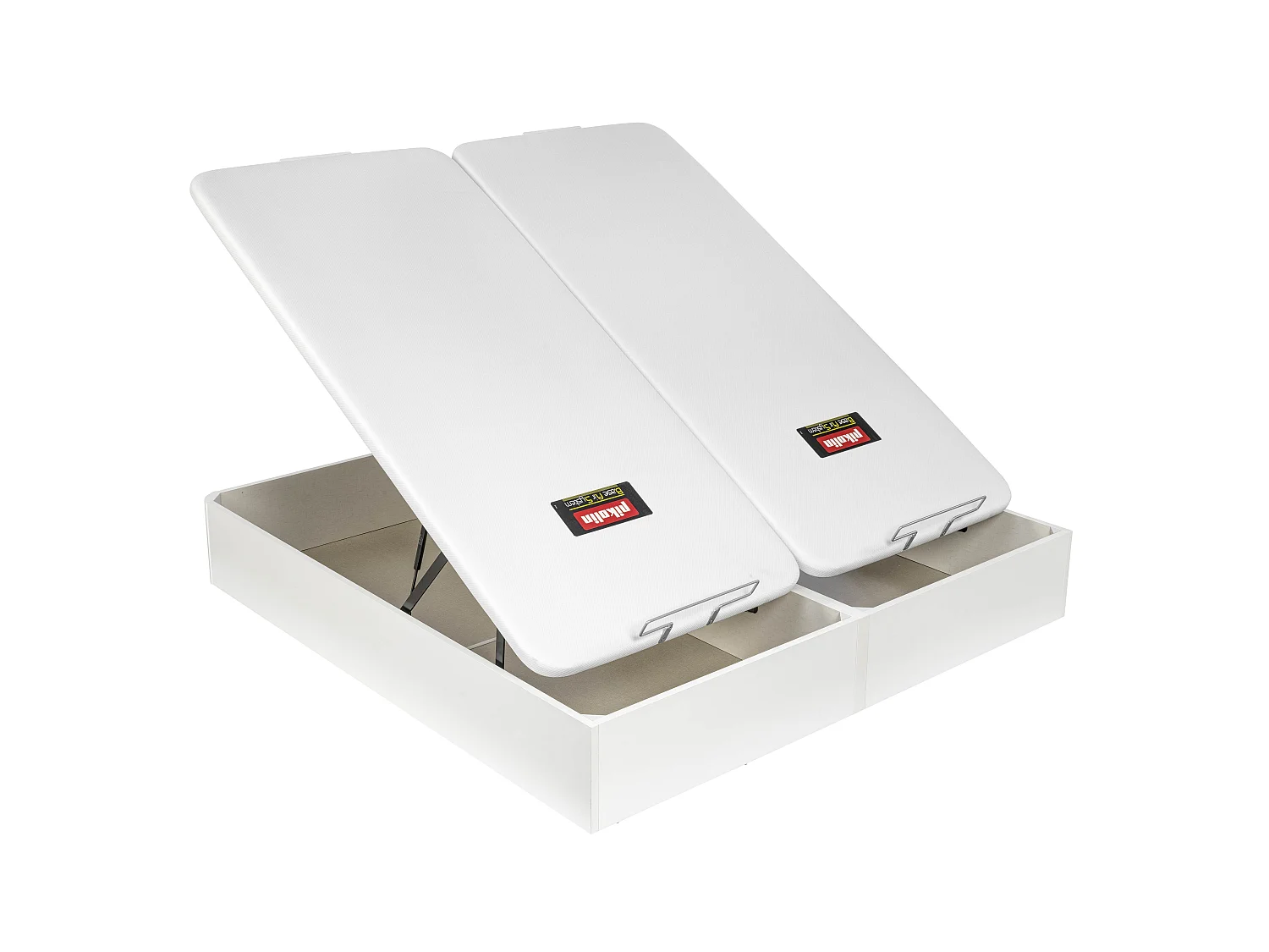 Colchón ensacado 32cm, canapé abatible blanco, 2 almohadas, 135x190