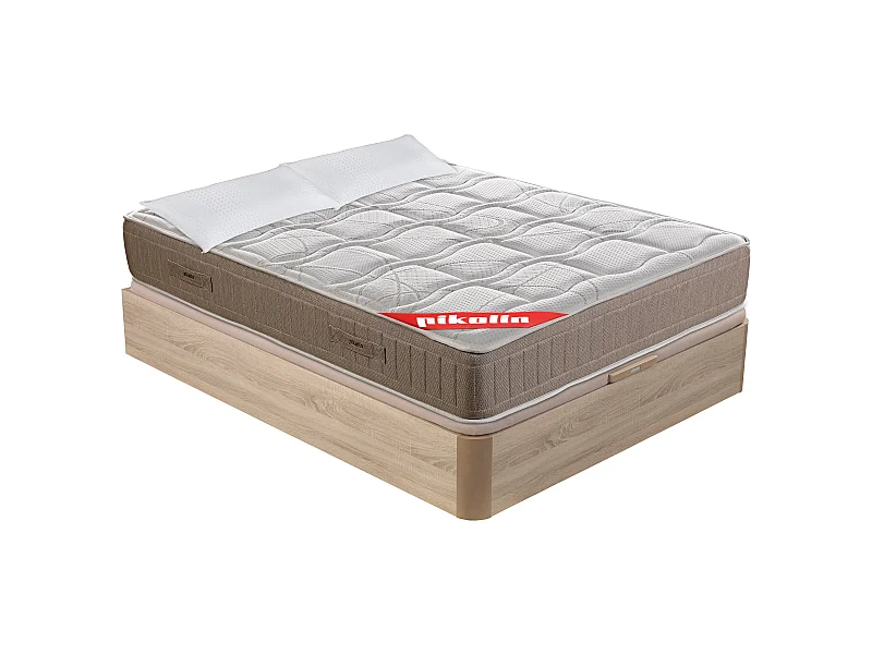 Colchón muelles Normablock 31cm, canapé abatible y almohadas 135x190