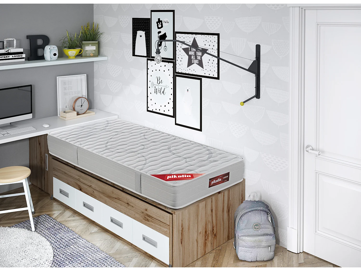 Colchón espuma HR con visco, 22cm, firmeza medio alta 135x182