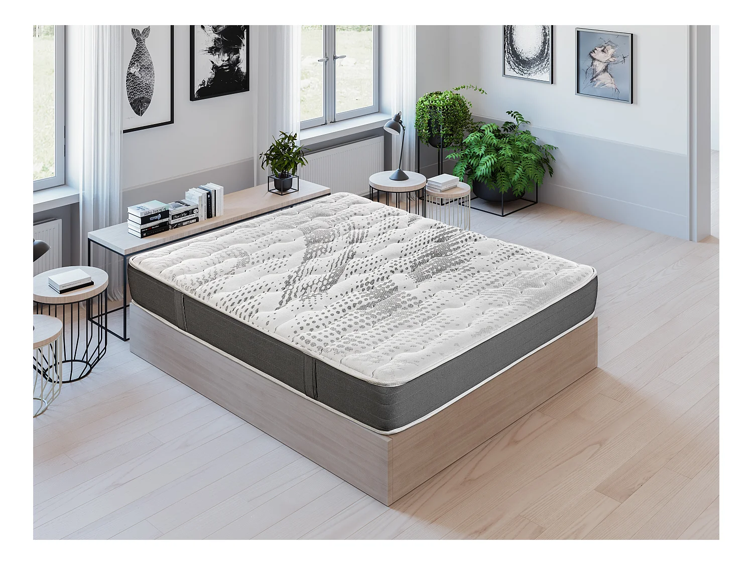 Colchón muelles Normablock 25cm, fibra alta acogida, fibercel 150x200