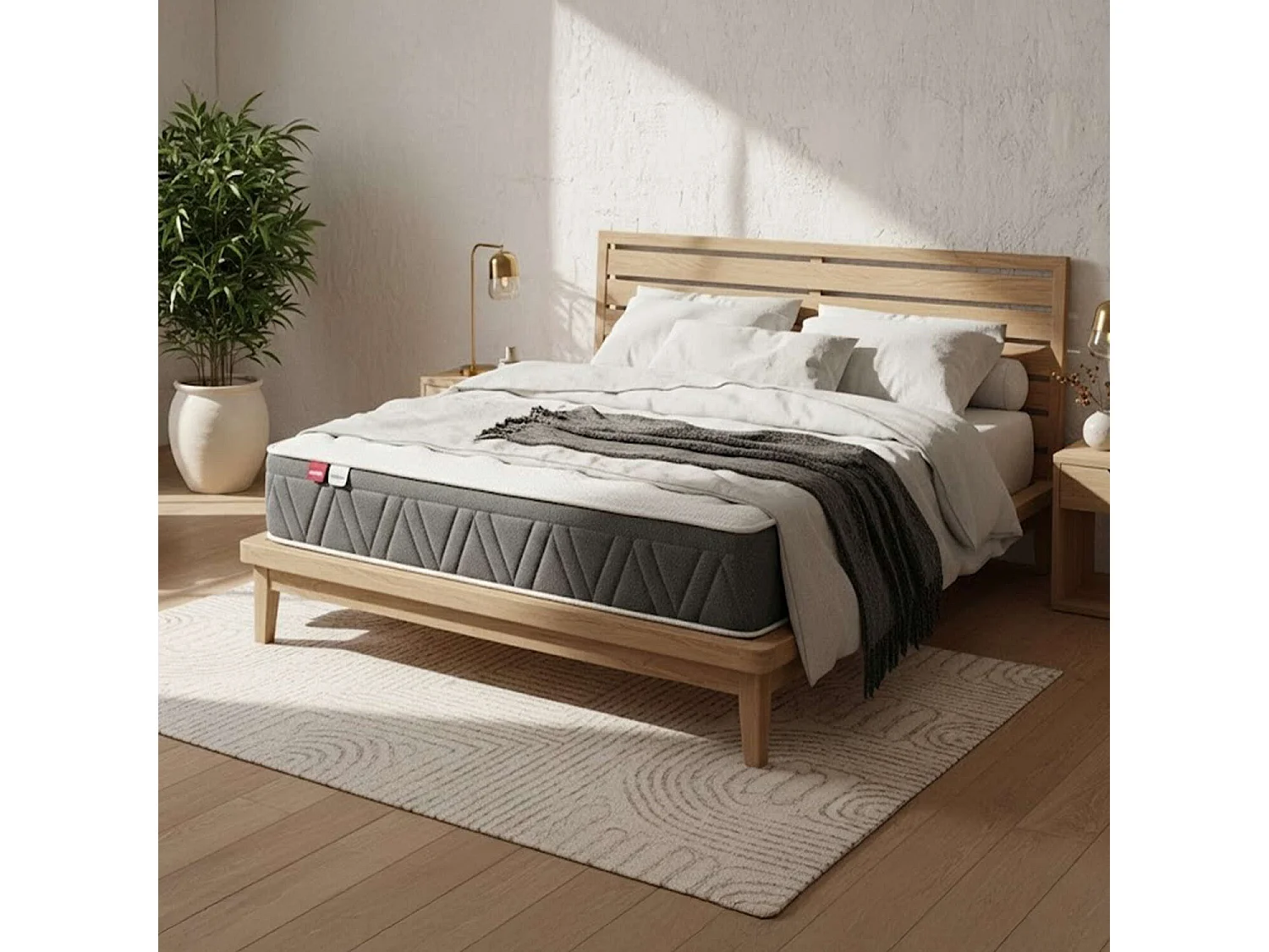 Colchón de 150 x 200 cm de muelles ensacados Adapt-Tech® y viscoelástica de 30 cm - MARISMA de PIKOLIN