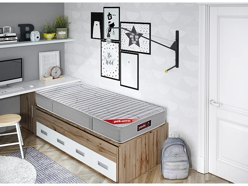 Colchão PIKOLIN juvenil com molas avançadas, Viscofoam 22cm, antiácaros | 90 x 190 cm
