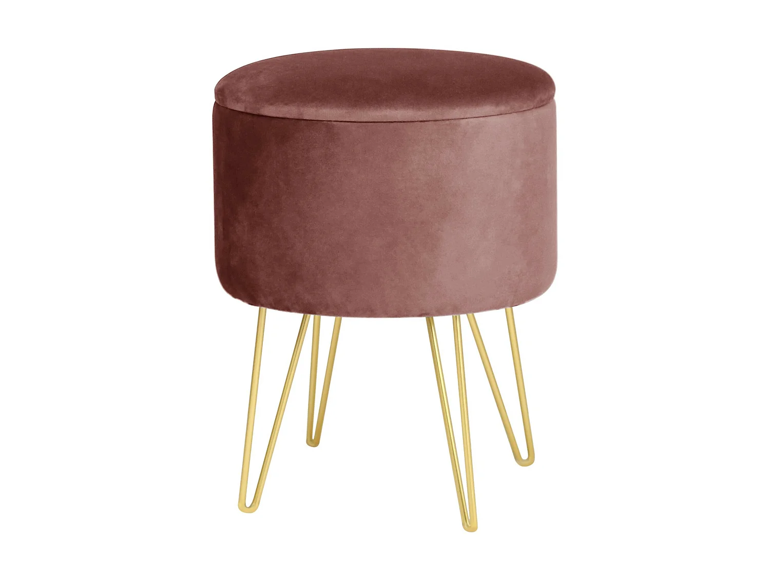 Pouf de Rangement avec Couvercle AKORD LILI velour colour Rose hauteur 45 cm