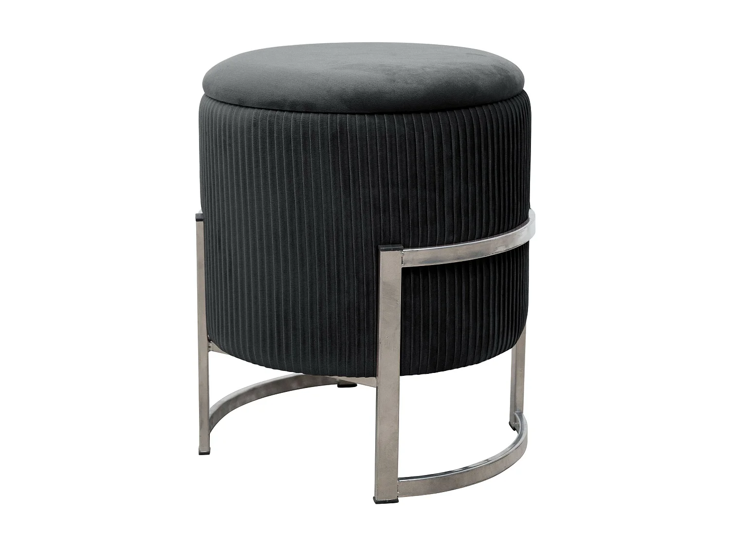 Pouf de Rangement avec Couvercle AKORD PORTO velour colour Noir hauteur 46 cm