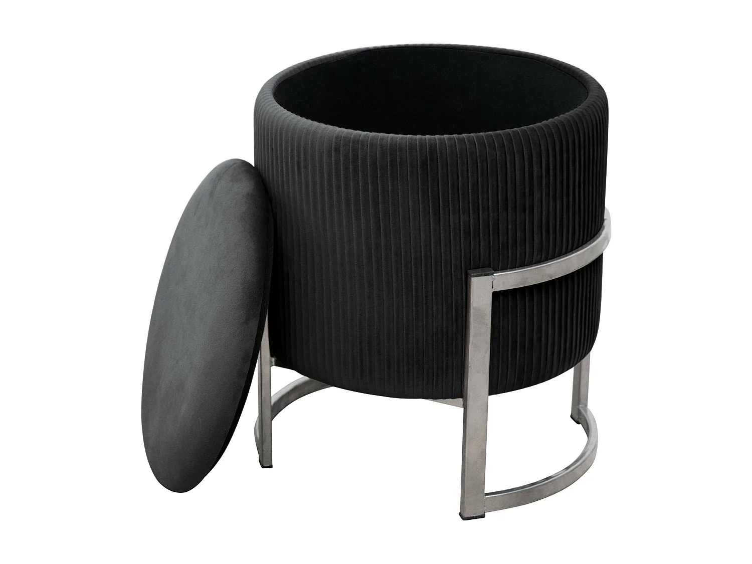 Pouf de Rangement avec Couvercle AKORD PORTO velour colour Noir hauteur 46 cm