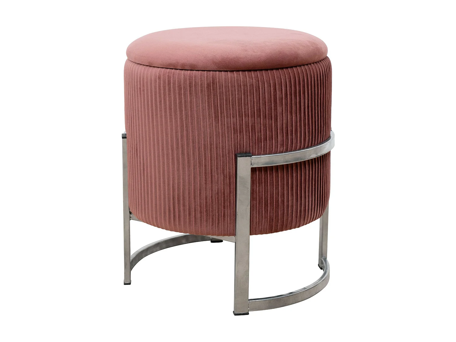 Pouf AKORD PORTO aus Samtstoff mit Stauraum in Rosa Durchmesser 40 cm Höhe 46 cm