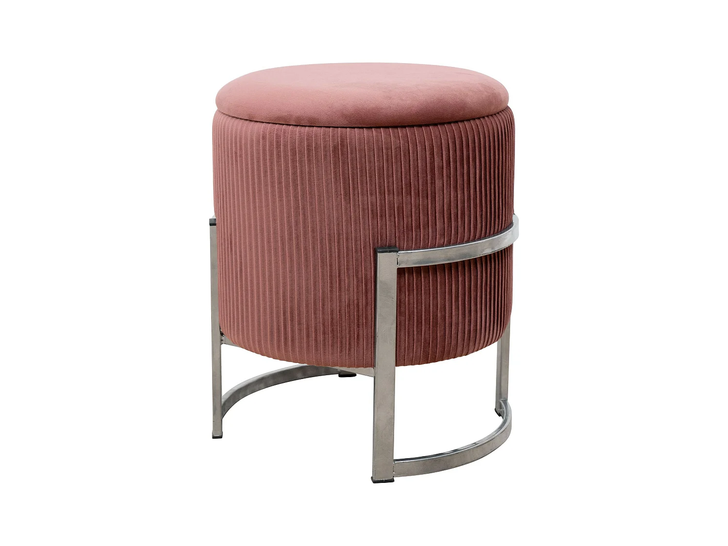 Pouf de Rangement avec Couvercle AKORD PORTO velour colour Rose hauteur 46 cm