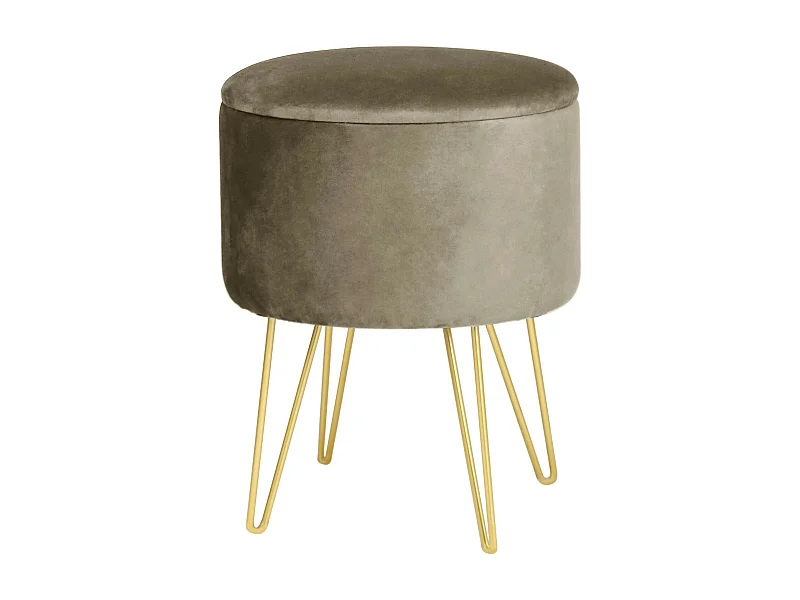 Pouf de Rangement avec Couvercle AKORD LILI velour colour Beige hauteur 45 cm