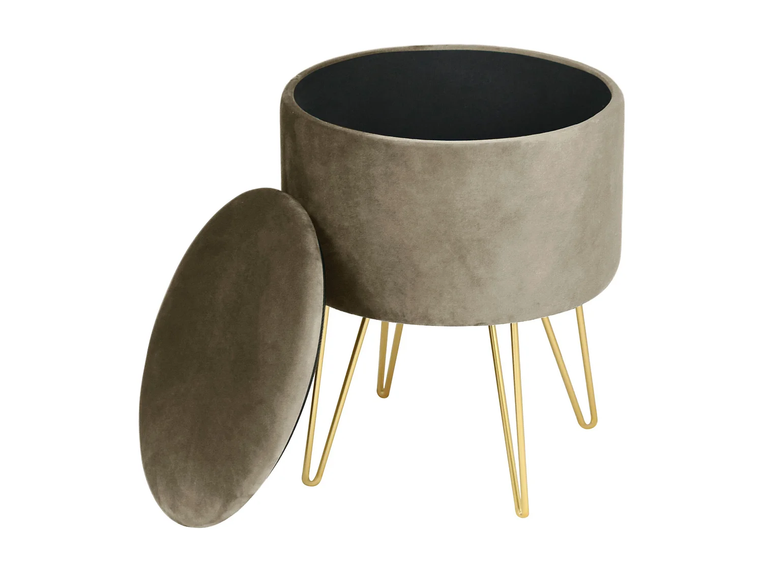 Pouf de Rangement avec Couvercle AKORD LILI velour colour Beige hauteur 45 cm