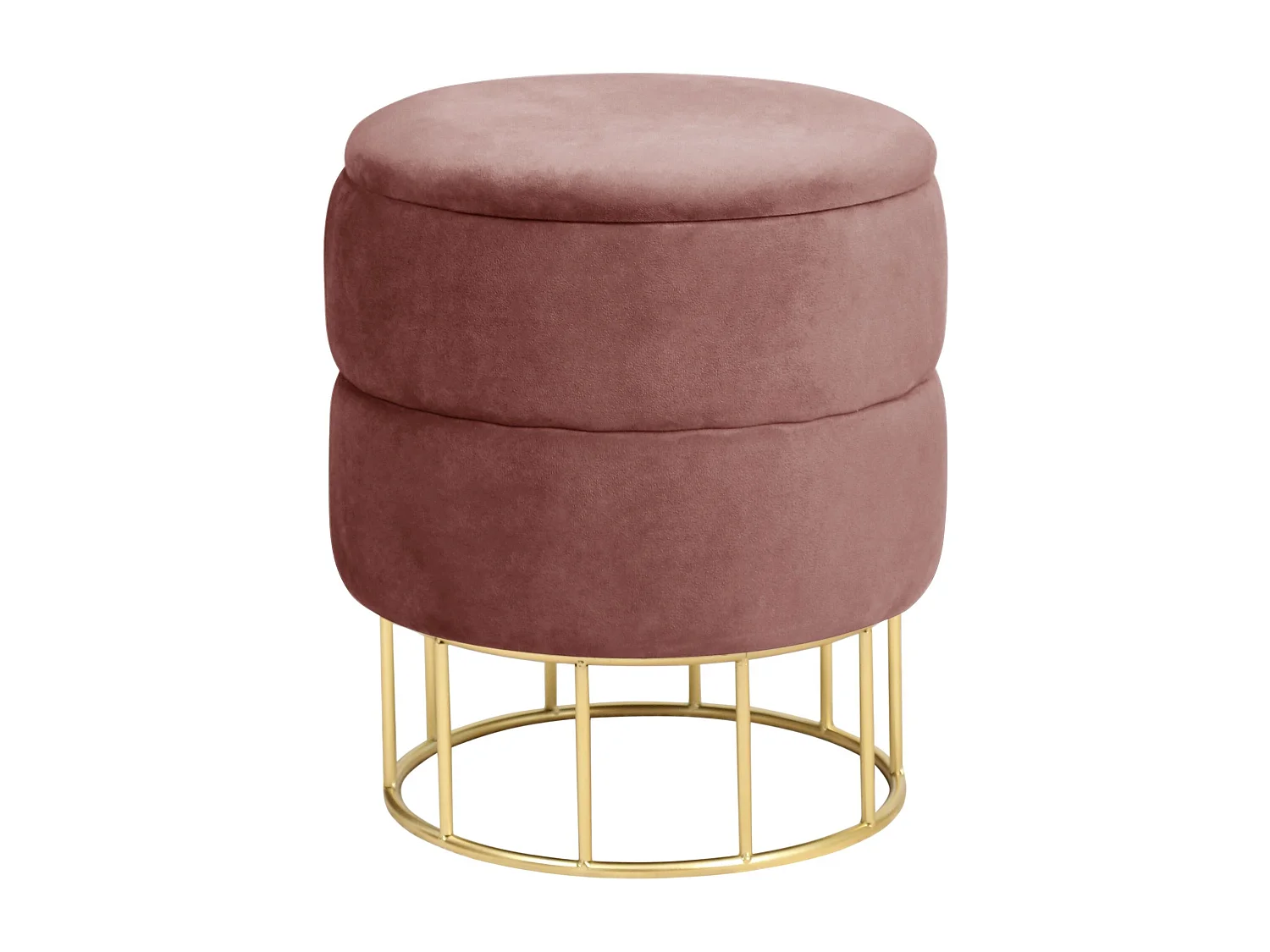 Pouf de Rangement avec Couvercle matelassé AKORD ELZA velour colour Rose hauteur 42 cm