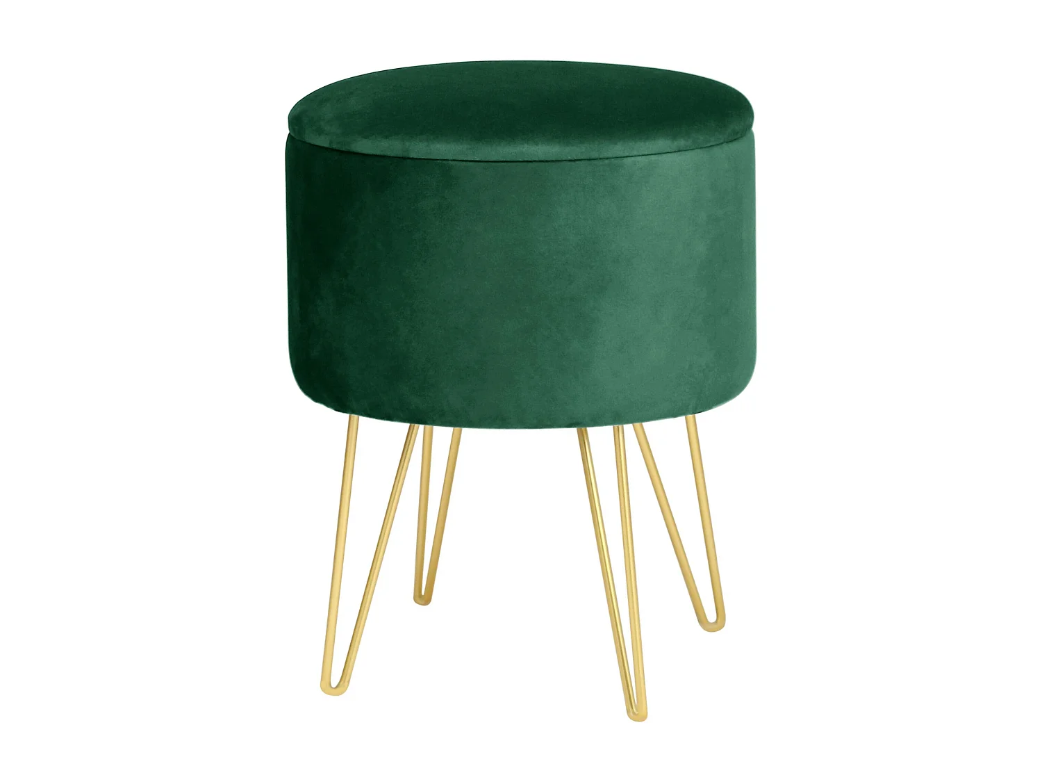 Pouf de Rangement avec Couvercle AKORD LILI velour colour Vert Bouteille hauteur 45 cm