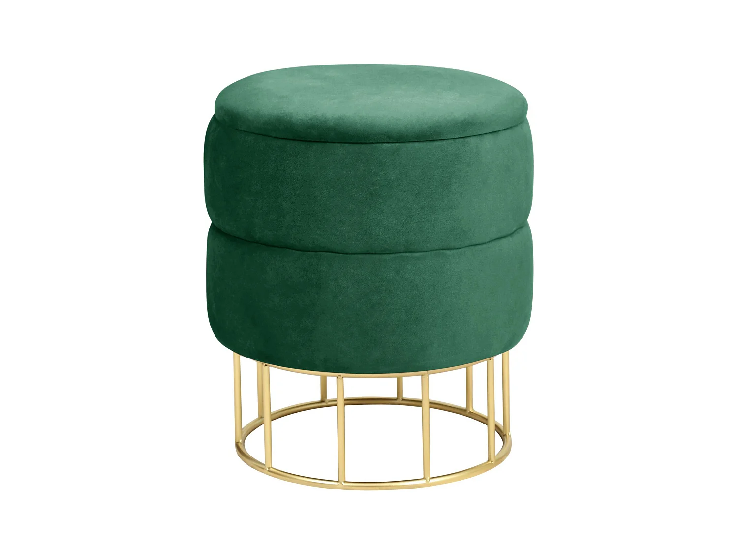 Pouf de Rangement avec Couvercle matelassé AKORD ELZA velour colour Vert Bouteille hauteur 42 cm