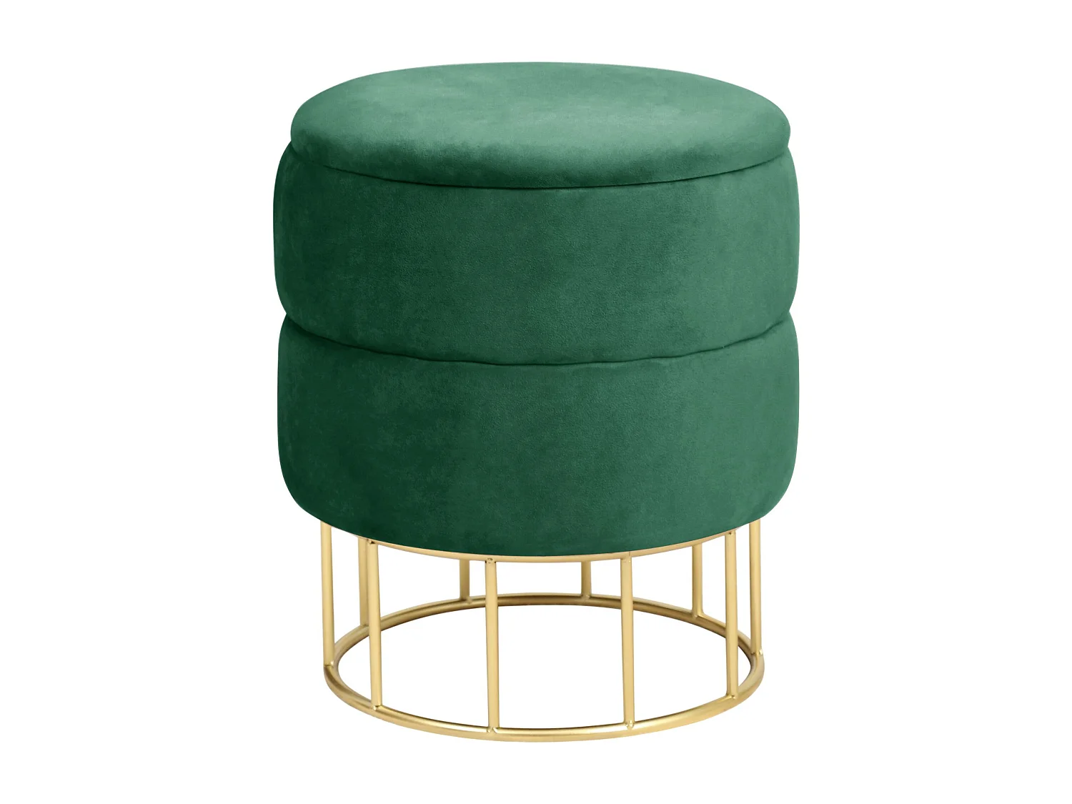 Pouf de Rangement avec Couvercle matelassé AKORD ELZA velour colour Vert Bouteille hauteur 42 cm