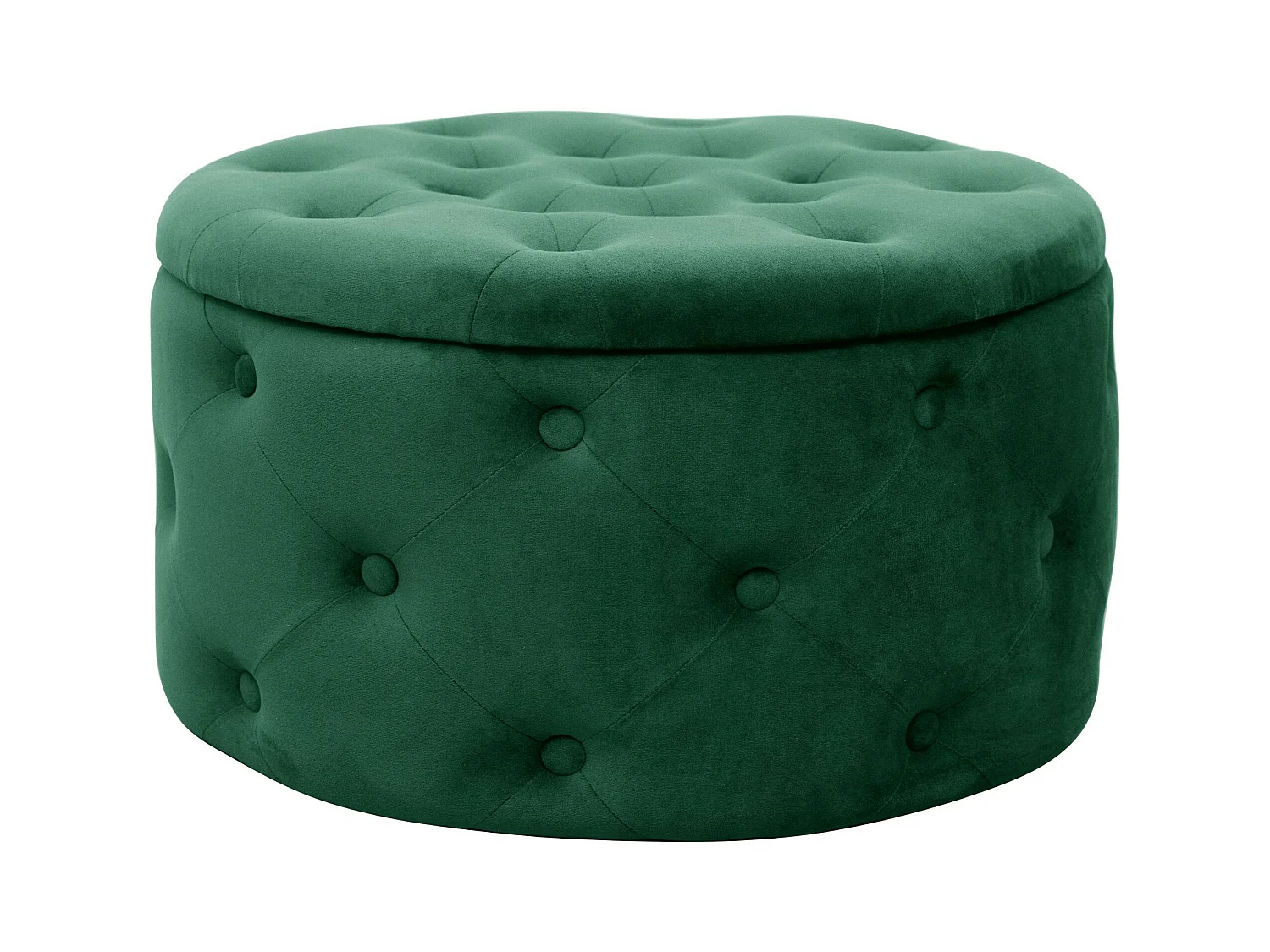 Groene Fluwelen Opbergpoef Alia - Ronde Zithoogte 30cm