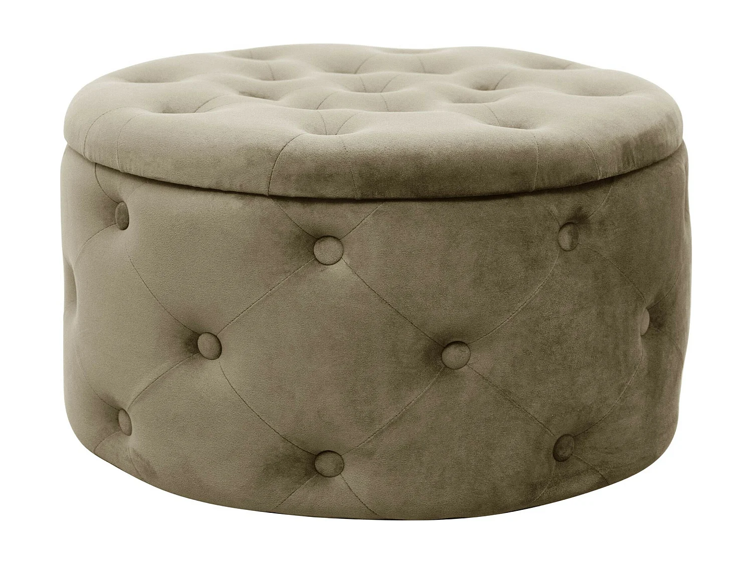 Pouf de Rangement avec Couvercle matelassé AKORD ALIA velour colour Beige hauteur 30 cm
