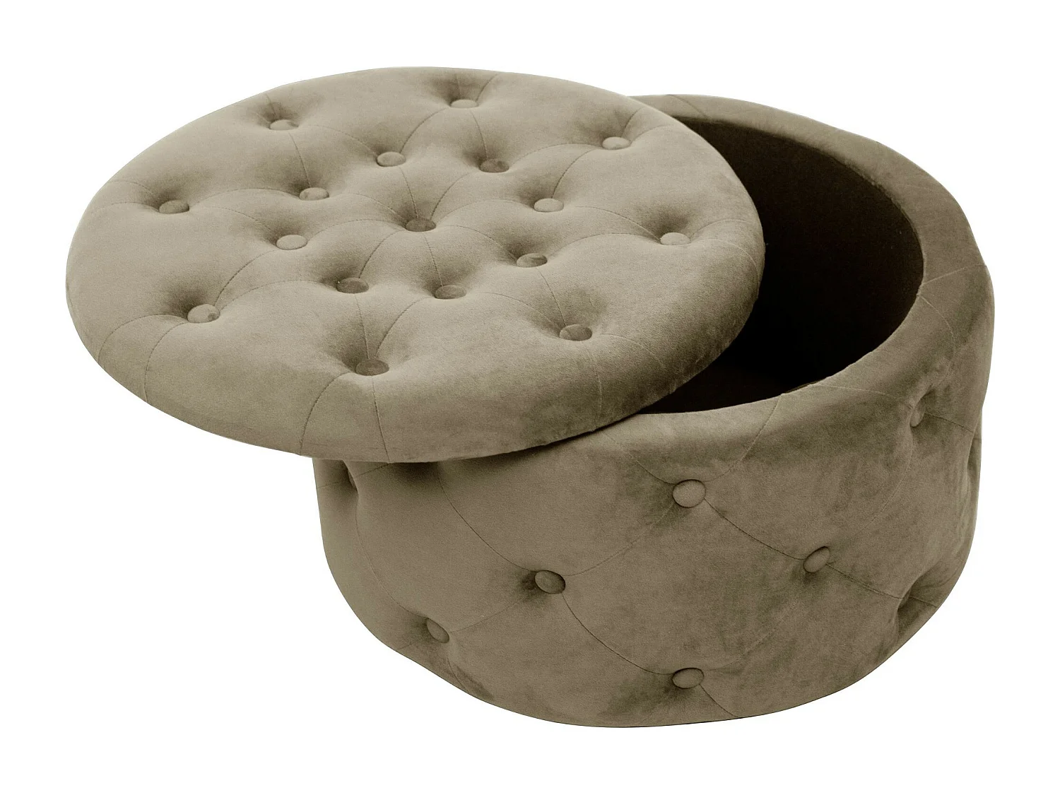 Pouf de Rangement avec Couvercle matelassé AKORD ALIA velour colour Beige hauteur 30 cm