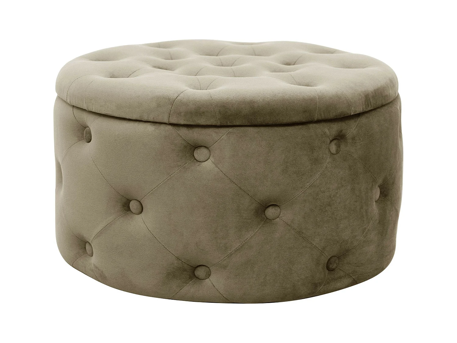 Beige Fluweel Beklede Opbergpoef Alia (Ø 55 cm)