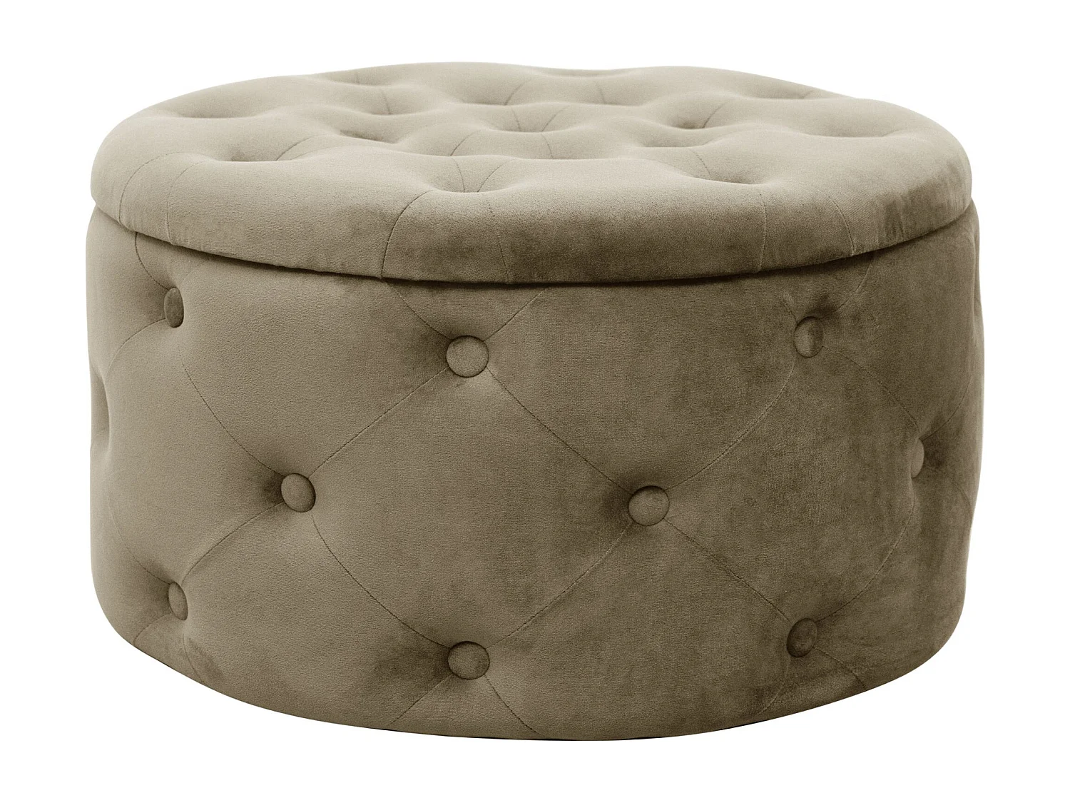 Pouf de Rangement avec Couvercle matelassé AKORD ALIA velour colour Beige hauteur 30 cm