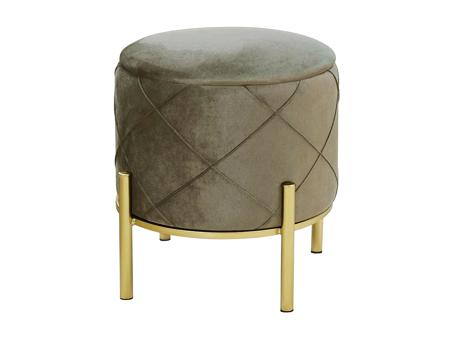 Pouf de Rangement avec Couvercle matelassé AKORD SAVANA velour colour Beige hauteur 40 cm