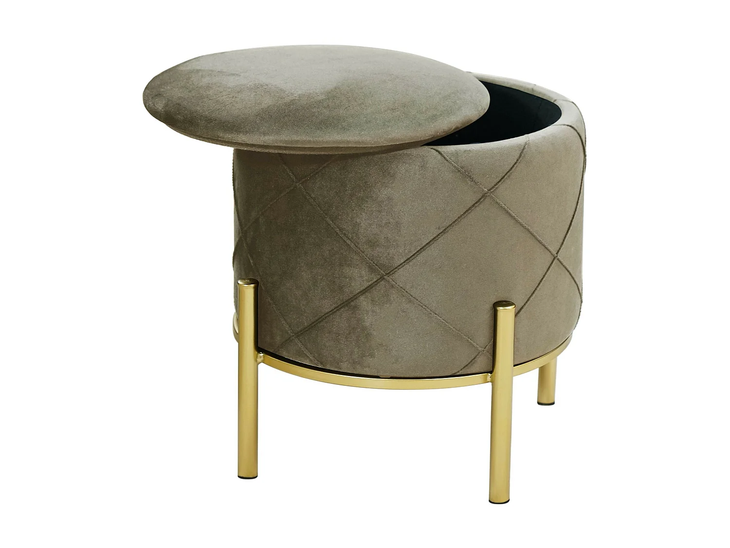 Pouf de Rangement avec Couvercle matelassé AKORD SAVANA velour colour Beige hauteur 40 cm