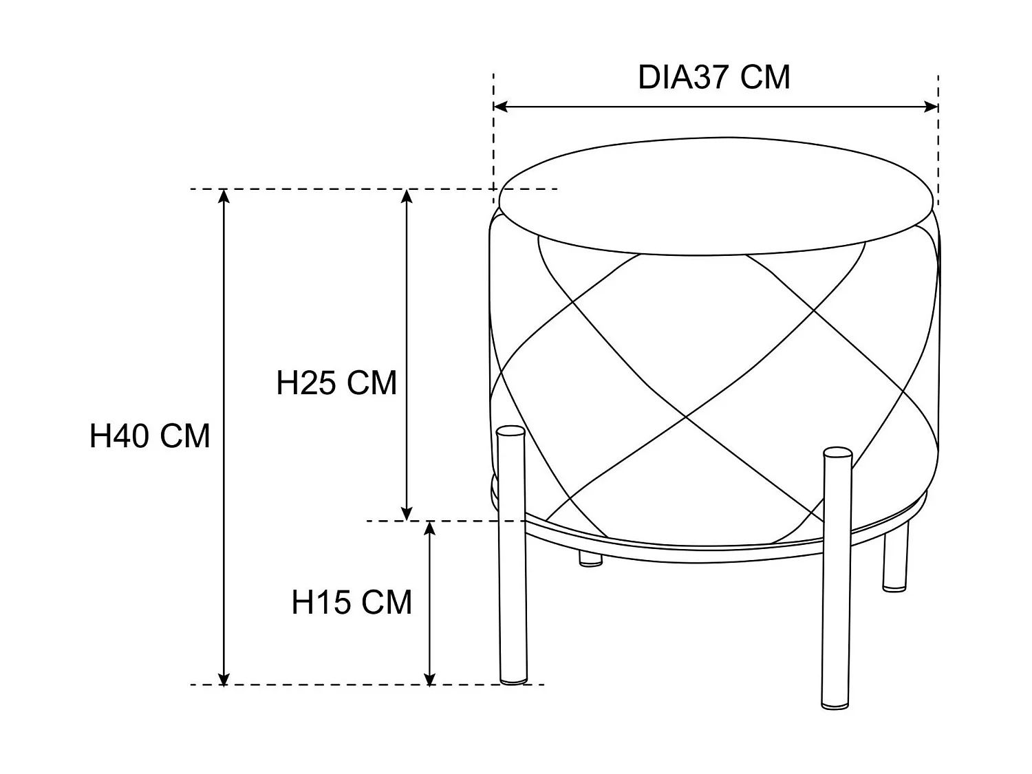 Pouf de Rangement avec Couvercle matelassé AKORD SAVANA velour colour Beige hauteur 40 cm