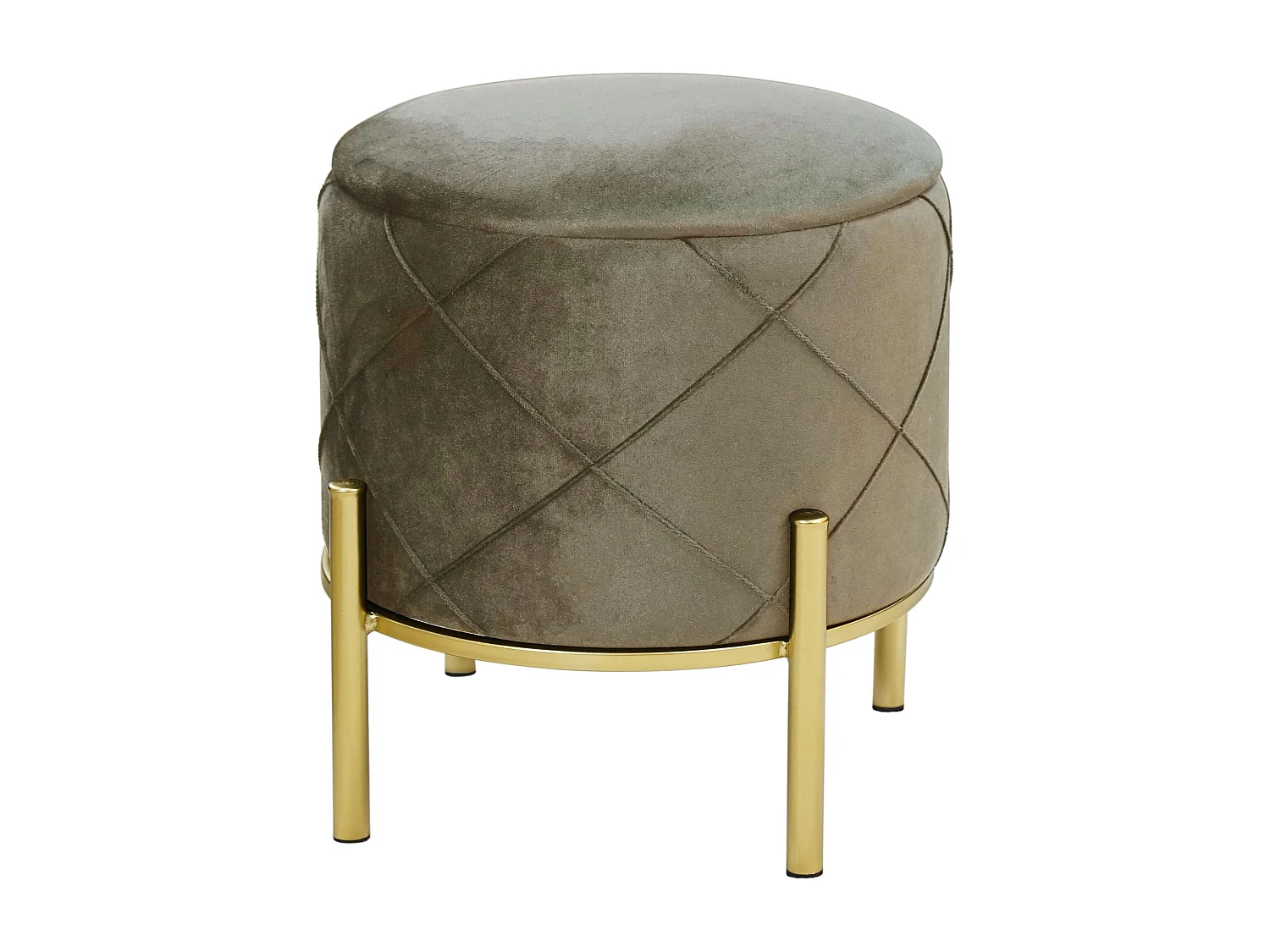 Pouf de Rangement avec Couvercle matelassé AKORD SAVANA velour colour Beige hauteur 40 cm
