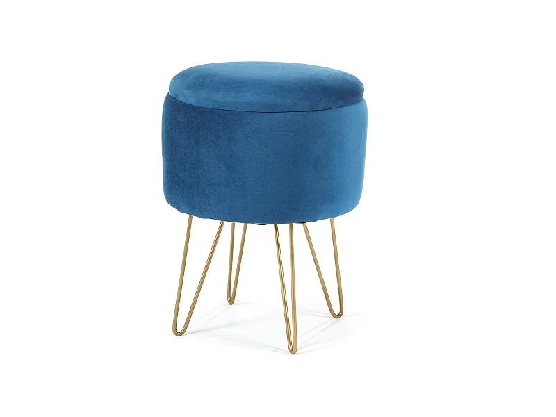 Pouf AKORD LILI in velluto apribile con contenitore colore Blu altezza 45 cm