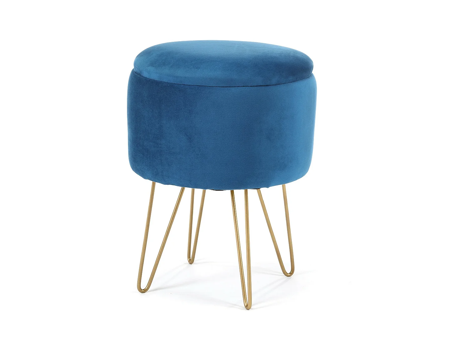 Pouf de Rangement avec Couvercle AKORD LILI velour colour Bleu hauteur 45 cm
