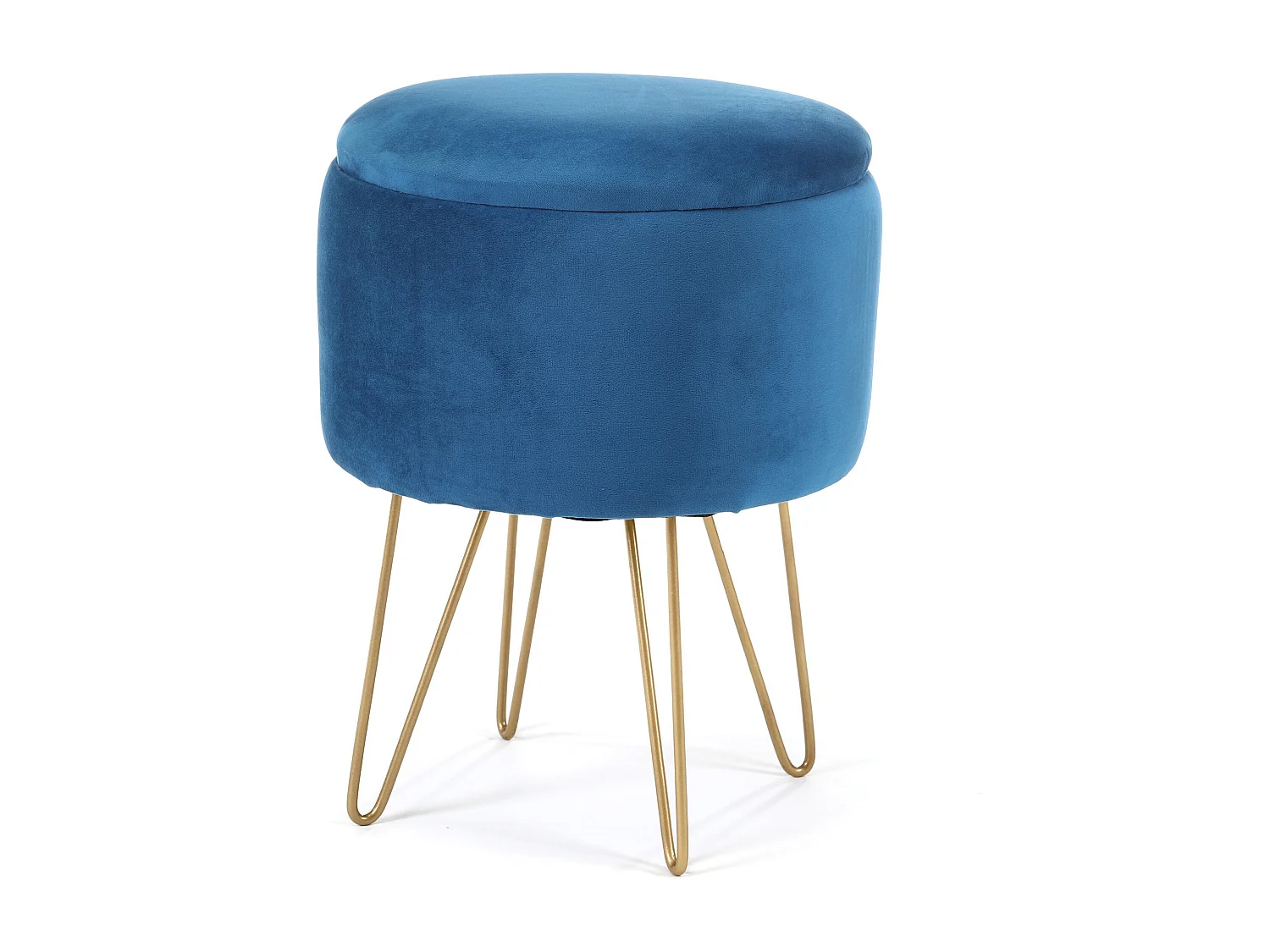 Pouf de Rangement avec Couvercle AKORD LILI velour colour Bleu hauteur 45 cm