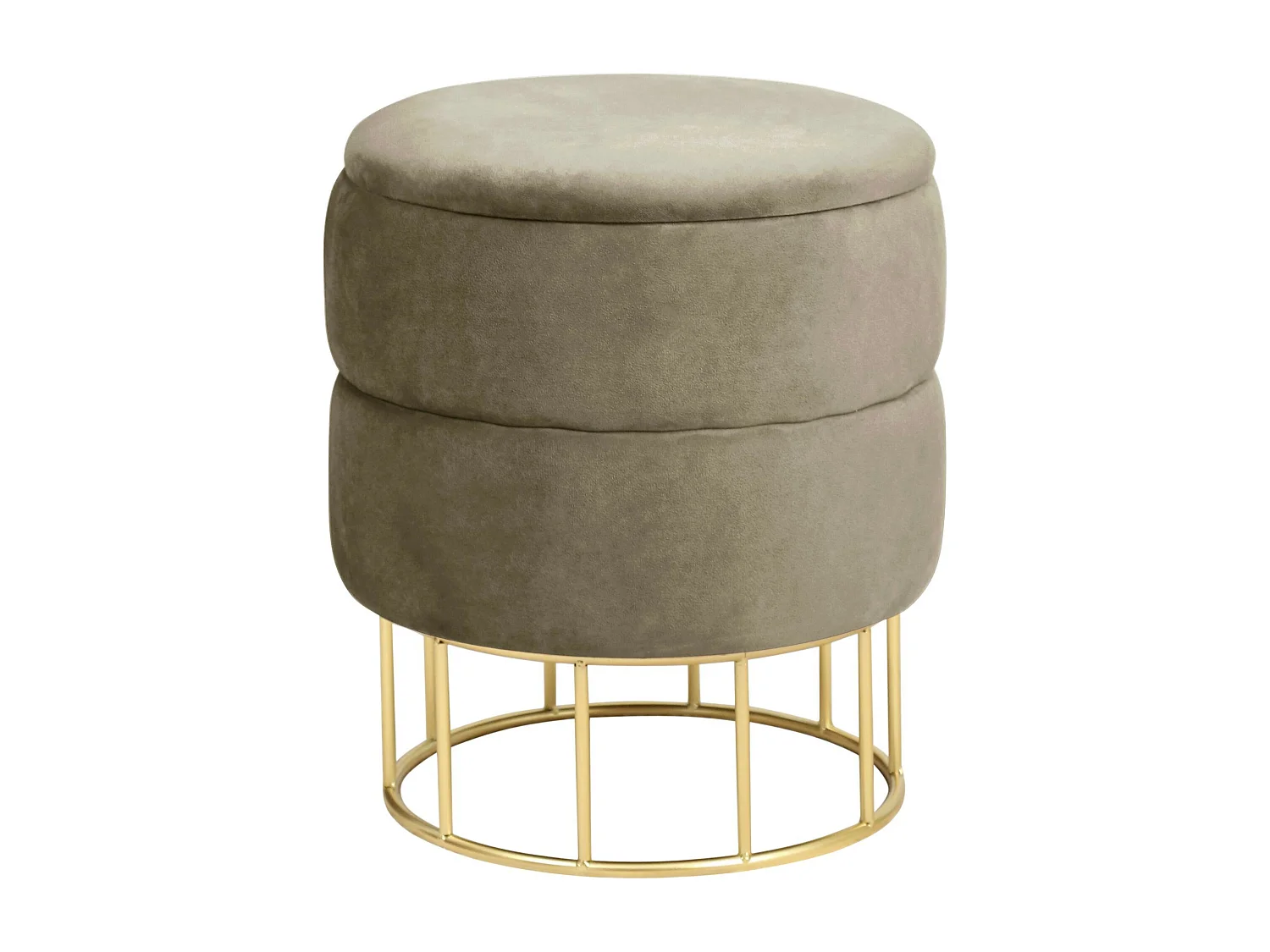 Pouf de Rangement avec Couvercle matelassé AKORD ELZA velour colour Beige hauteur 42 cm
