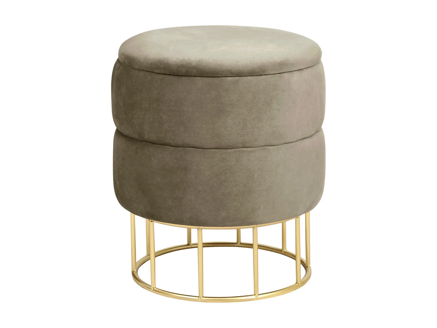 Pouf de Rangement avec Couvercle matelassé AKORD ELZA velour colour Beige hauteur 42 cm
