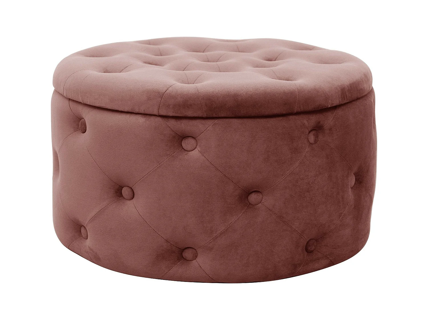 Pouf de Rangement avec Couvercle matelassé AKORD ALIA velour colour Rose hauteur 30 cm